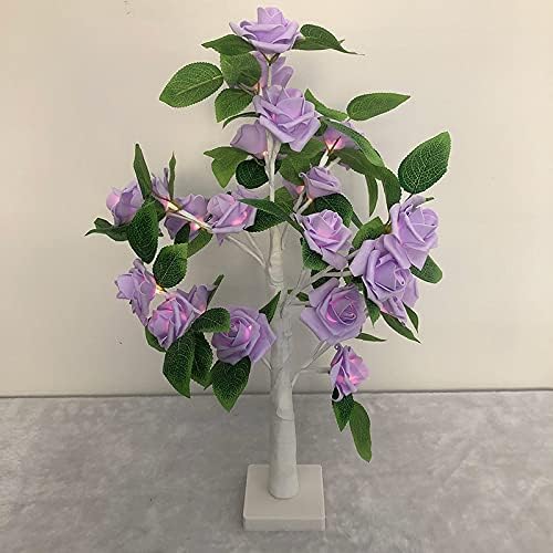 Tabletop Rose Flower LED Tree Light,Mini Light up Bonsai Tree, Indoors Decorative Light up Trees for Fireplace Bedroom Home Wedding Party Decor,Table Lamp for Valentine Wedding Gifts,21.6Inch