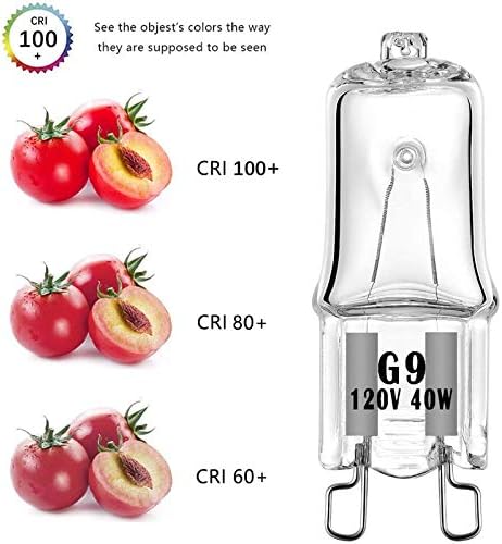 G9 Halogen Bulb 120V 40W T4 Type 2 Pin Base for Range Hood Lights, Bathroom Light Bulbs, Microwave Ovens Candle Warmer Light Bulbs, Dimmable Warm White (10 Pack)