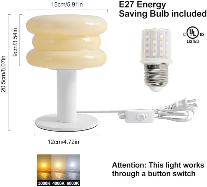 Hamburger Table Lamp for Bedroom,Mid Century Modern Yellow Lamp for Living Room,Bedside Warm Lamp,Unique Aesthetic Home Decor