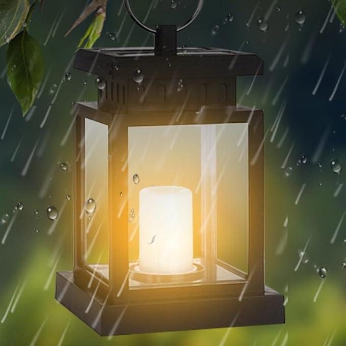 Solar Outdoor Lantern LED Portable Rechargeable Table Lamp 3000K Warm Light Nightstand Lamp Waterproof Cordless USB Solar 2in1 Hand Light for Patio, Black