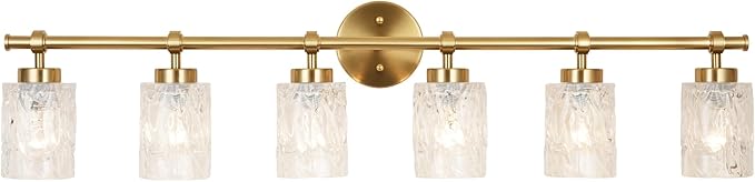 ALICE HOUSE Modern 6-Light Bathroom Vanity Light, 41” Brushed Brass Finish Wall Lighting Fixture Over Mirror for Bathroom, Powder Room, Makeup AL5095-W6