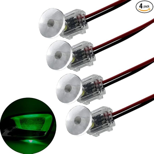 4pcs Green Car Door Bowl Light Mushroom Shaped Luminous Lamp Head LED Light Guide Environmental Decorative Light suitable For RVs Wardrobe Lights Buses Tourist Vehicles Beach Bikes Motorcycles
