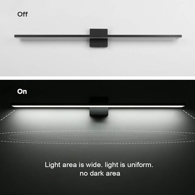 Ralbay 40inch Modern LED Black Vanity Light 36W Frosted Aluminum for Bathroom Vanity Lighting Fixtures Cool White 6000K