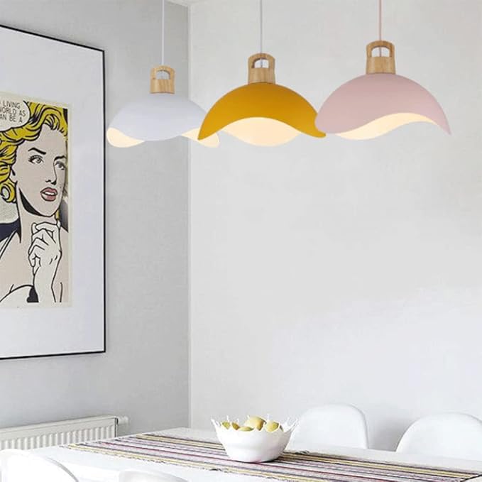 RCIDOS Personalized Pendant Lights Modern Simplicity Hanging Lamp Scandinavian Macaron Lighting Fixture Creative Suspensiom Lamp Wood Art for Kitchen Island Dining Room Over Sink