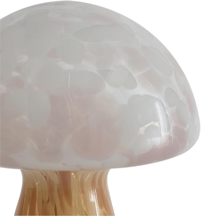 Urban Lifestyle 12" Blush Tortoise Glass Mushroom Lamp, Modern Retro Table Lamp for Bedroom, Living Room, or Office Décor