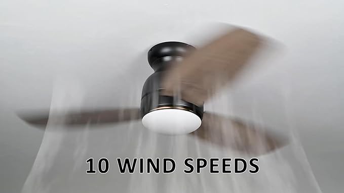 Carro Ceiling Fan with Lights, Indoor & Outdoor Ceiling Fan, 44" Low Profile DC Smart, Compatible with Alexa, Siri, Google Home & Smart APP, 2 Colors of Reversible Blades, Dark Walnut & Wood