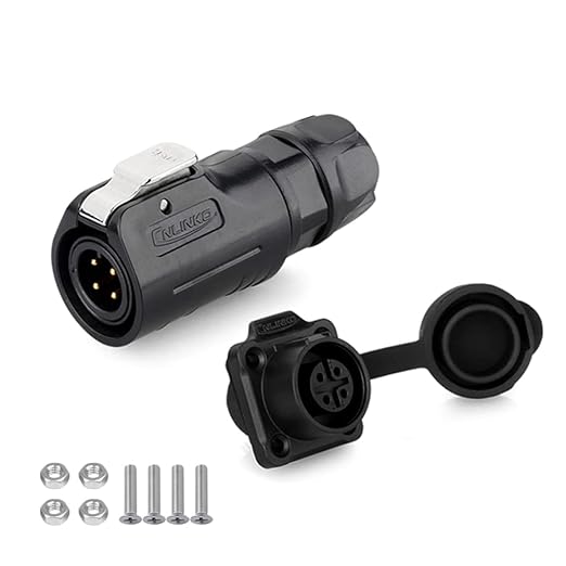 CNLINKO LP12 2/3/4/5/6/7/8 Pin Male Female Electrical Push Pull Plug with Socket IP68 Waterproof Plastic Solar Panel Mount Quick-Connect Connectors (4 Pin)