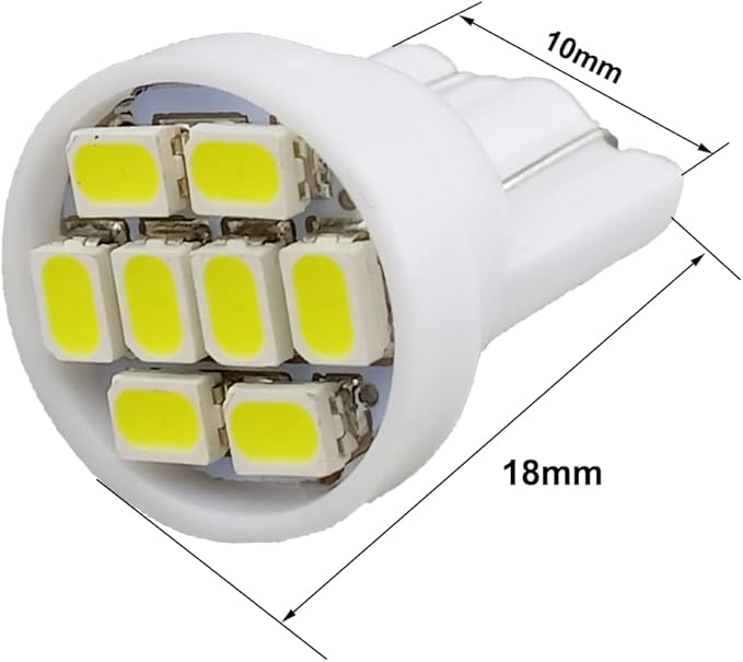 T10 194 168 Dash Instrument White LED Light Bulbs Bright Panel Gauge Cluster Dashboard LED Light Bulbs 10Pcs/Set (White)