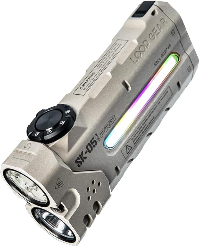 LOOP GEAR SK05PRO Mao 4360 Lumens Flat EDC Flashlight, 8000mAh Rechargable Flash Light Combines Floodlight Spotlight and Sidelight Idea for Emergency Camping - IP68 with Magnetic and Back Clip