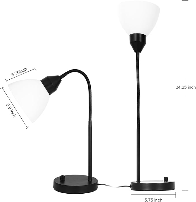 Desk Lamps, Table Lamps for Bedrooms with 2 USB Port, Stepless Dimmable Bedside Lamps, Adjustable Lamp for Living Room, Small Lamps for Office Reading, Nightstand Lamps with 5W LED Bulb
