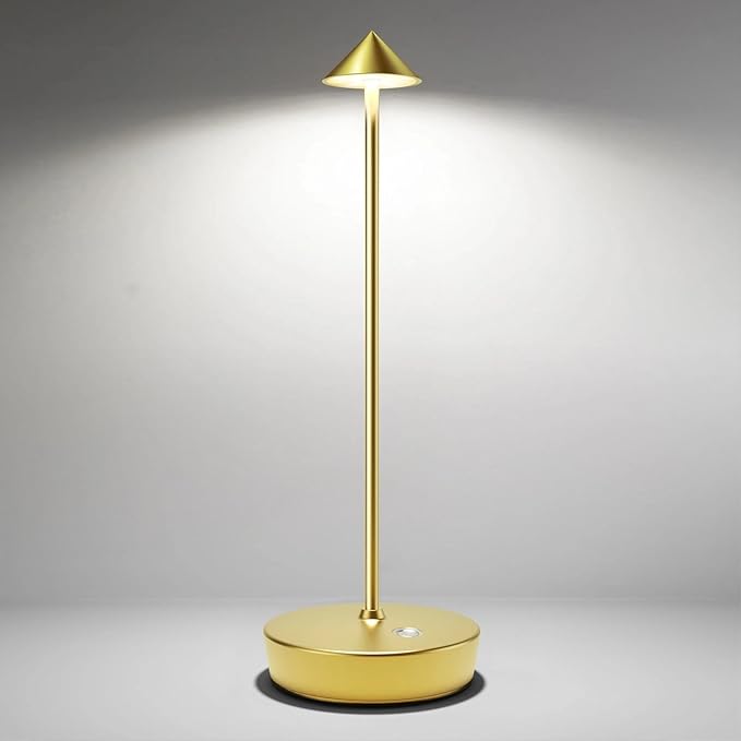 Cordless Table Lamps Rechargeable, 6000mAh Battery Operated LED Desk Lamp Outdoor Waterproof Portable Touch Dimmable Table Night Light for Patio Restaurant Dining Home Brass