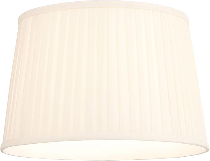 Mapo 14" Top x 17" Bottom x 11" High x 11" Slant Lamp Shade Replacement Large Cream Drum Round Tapered Traditional Fabric Pleated Softback Washer Harp Finial - Springcrest