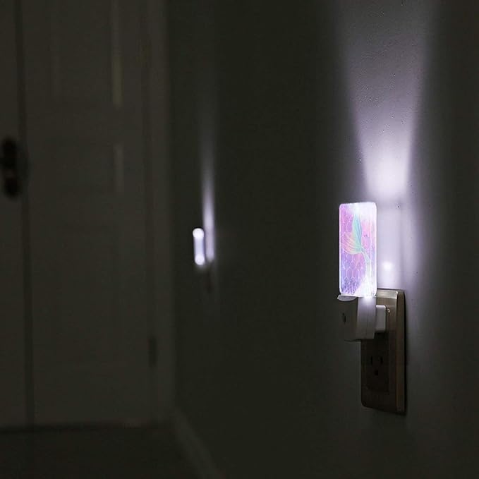 LED Night Light 2 PCS Mermaid Night Light Cute Lamp Plug-in LED Nightlights Dusk to Dawn Sensor Night Lamp for Bedroom Room Nursery Hallway Stairs Kitchen Wall Decorative