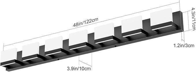 Tipace LED Modern Bathroom Vanity Light Fixtures, 7 Lights Black Vanity Lighting for Bathroom Wall Lights Up and Down LED Light Fixtures Over Mirror(White 6000K)