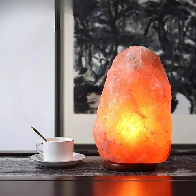 Large Himalayan Salt Lamp with Extra Bulb – Natural Salt Rock Lamp for Spa Decor & Home – Hand Carved Salt Lamp
