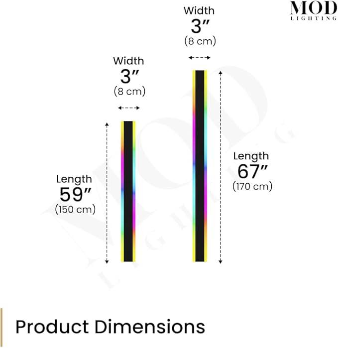 𝗠𝗢𝗗 𝗟𝗜𝗚𝗛𝗧𝗜𝗡𝗚 Haylen RGB | Long Outdoor Wall Lights, 7 Colors and 358 Light Effects, Dimmable with Remote Modern Linear Exterior Light Fixture, Waterproof Wall Sconce 45W, 2-Pack (RGB | 67")
