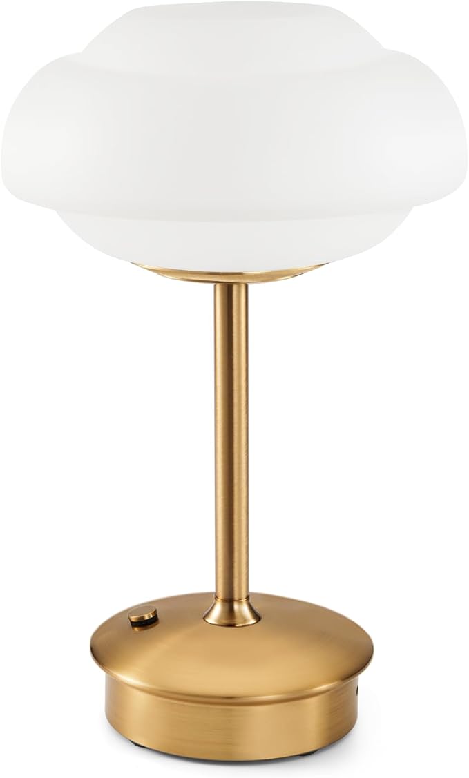 9" Mini Cordless Table Lamp with Cloud-Shaped, Small Rechargeable Battery Operated Lamps, 3-Way Touch Dimmer, Portable Brass Bedside Night Light for Restaurant Dining Kitchen Bathroom Patio Side Table