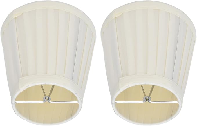 Small Lamp Shades Set of 2, 3.6x5.6x5.1 Inches Pleated Fabric Sconce Lampshades Modern Clip On Chandelier Shades Cover for E14 Bulb, Table Lamps, Floor Lamps (Cream)