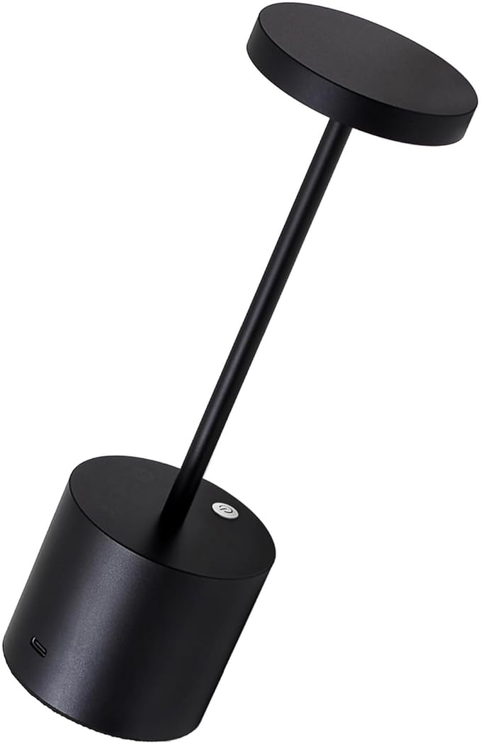 2-Pack Cordless Rechargeable Table Lamps, 3 Color Temperatures and Stepless Dimmable, IP54 Waterproof Portable Battery Operated LED Lights for Outdoor Patio Bedside Restaurant, Black