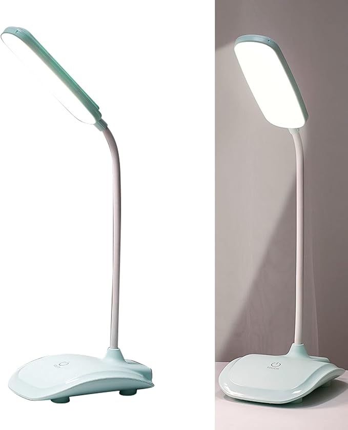 LED Desk Lamp, Touch Control Three Level Color Temperature USB Charging Table Study Lamp Portable Reading Light for Home Bedroom Dorm Study Office(Cyan)