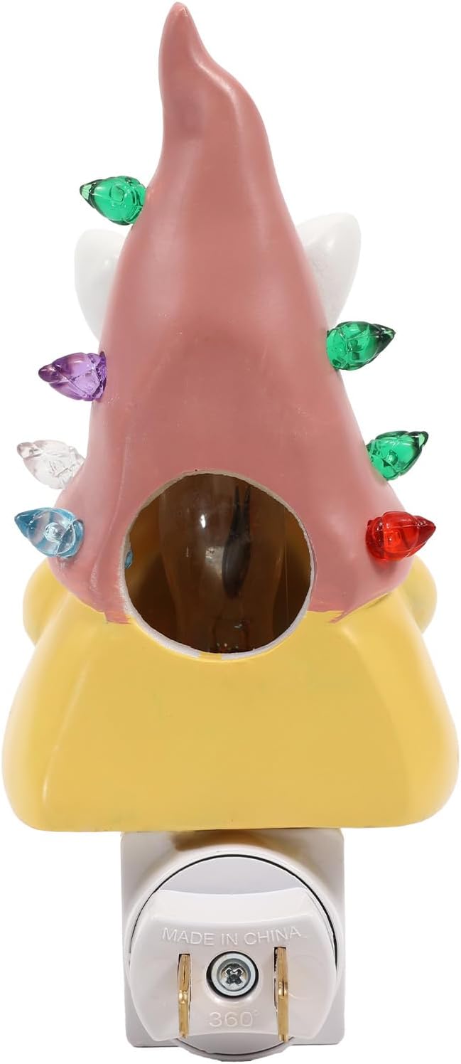 Bunny Campfire Flickering Nightlight, Rabbit Night Light Plug into Wall Easter Night Light with Switch (Easter Gnome Tree)