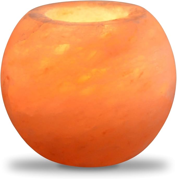 Zen'Light Himalayan Salt Crystal Candle Holder Sphere 900 g – 100% Genuine Natural Himalayan Salt Crystal – Hand Carved – Candle Holder Made of Quality Natural Material – Rounded Shape