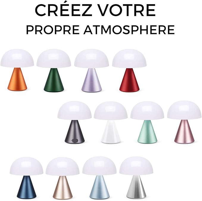 Lexon Mina M Mushroom Lamp - Portable Bedside Light for Bedrooms, Kids & Nursery - 9 LED Color Rechargeable Table Lamp with 24h Light & Dimmer, Medium - Orange