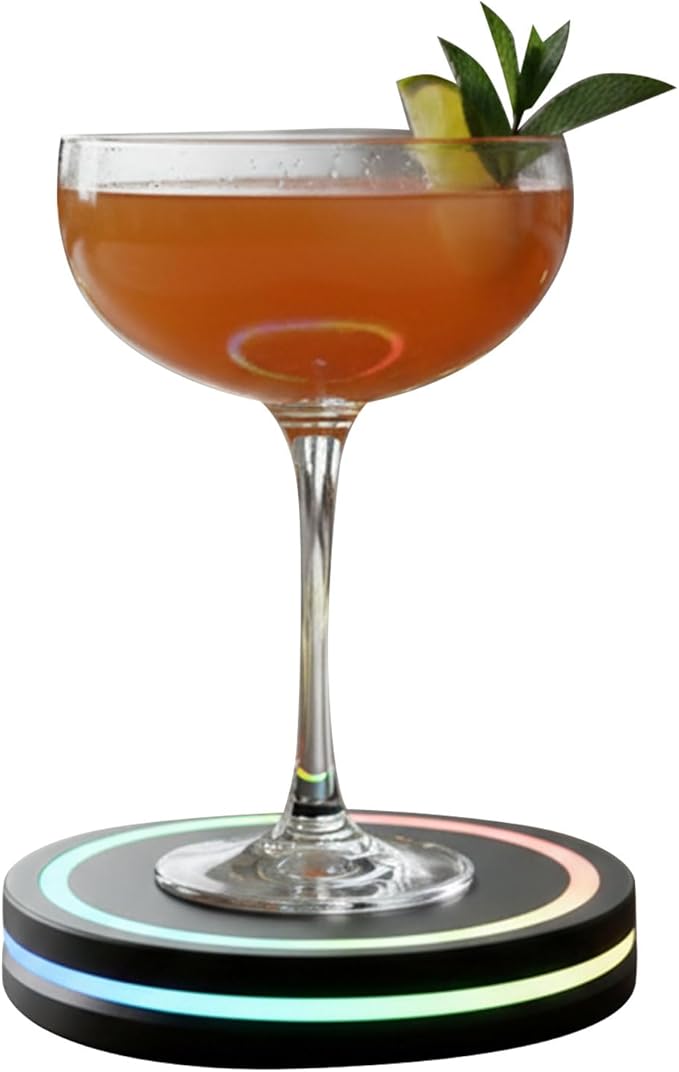Smart Coaster Cocktail Machine, Portable Cocktail Maker Interactive Lighting with Built-in Smart Sensing Tech Easy to Clean & Carry Compact Storage for Mat Bar Club Drink
