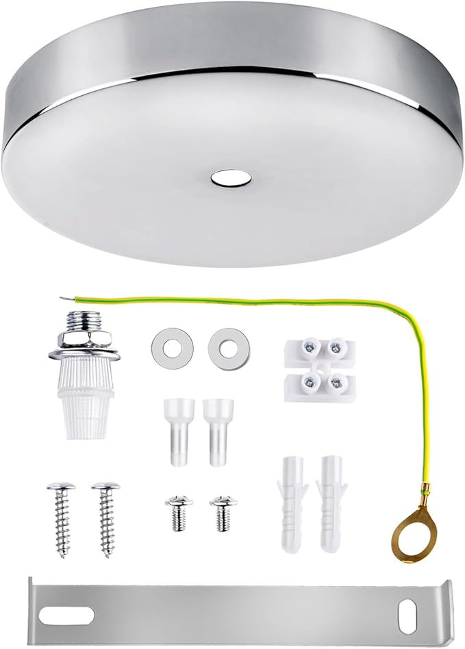 Arturesthome 4.7" Silver Ceiling Canopy Light Kit Rewind Single Hole with Hardware,Ceiling Plate for Pendant Light or Chandelier,Screw Fixing on Both Sides is Easier to Install Than Standard Canopies