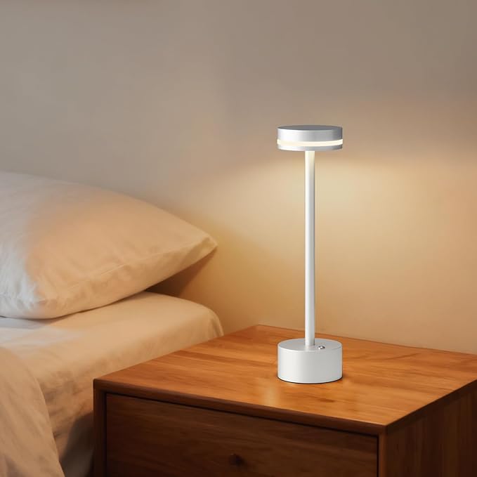 2 Pack Modern Cordless Table Lamp Rechargeable, Aluminum Touch Lamp & 4000mAh Battery Operated, 3000K LED Table Lamps for Home Decor, Dining, Reading, Desk, Bedroom, Gift