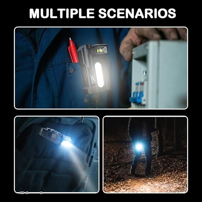 G5 EDC Flashlight 400 Lumens, Mini EDC Flashlight, Magnetic Rechargeable Keychain Flashlight, Portable Flat Pocket Flashlights for Outdoor Home Emergencies (2pcs)