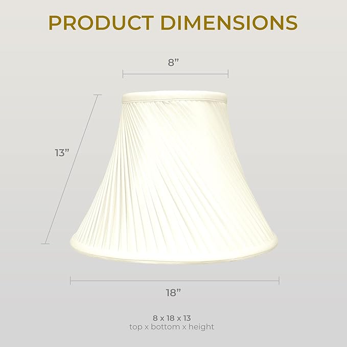 Royal Designs Twisted Pleat Basic Lamp Shade, Eggshell, 8 x 18 x 13