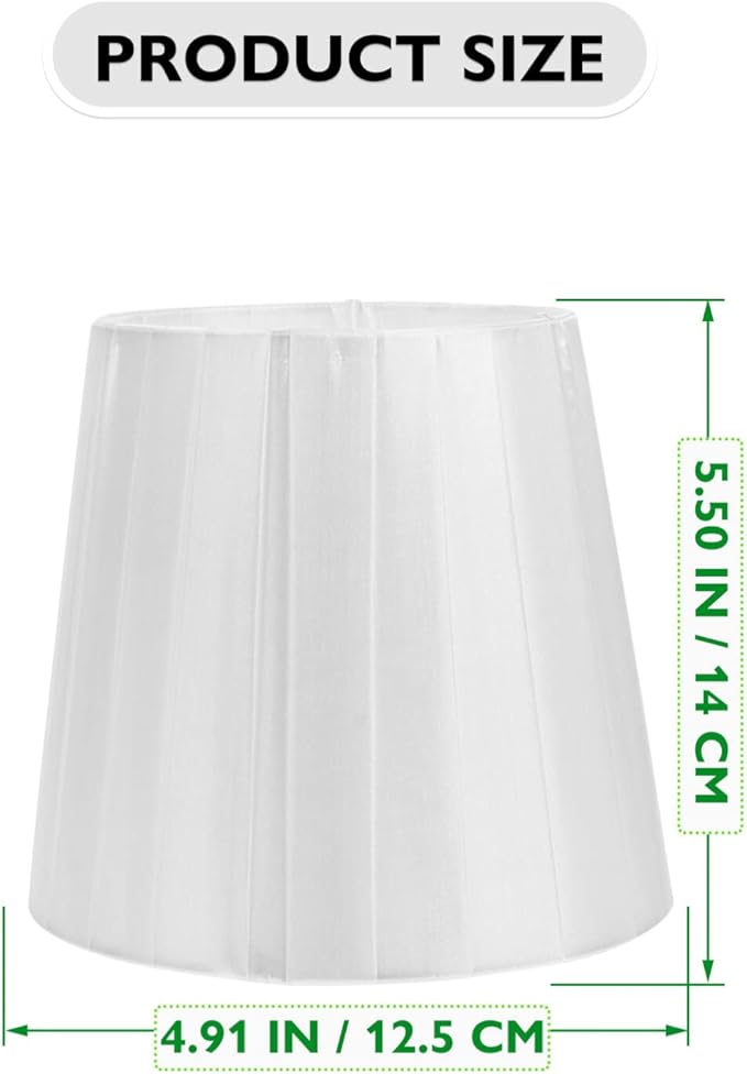 Clip on Lampshade Cloth Lamp Cover for Bedroom Table Floor Lamps Portable Pleated Lamp Shade with Bulb Clip White 5.51X4.92X3.54In