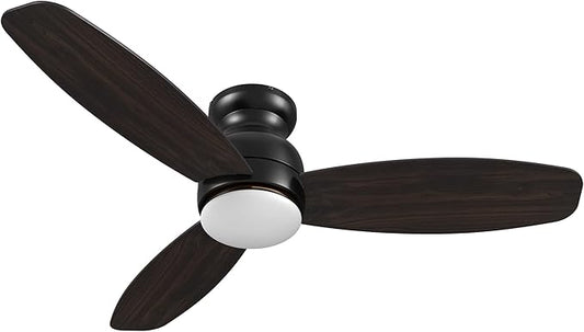 Carro Ceiling Fan with Lights, Indoor & Outdoor Ceiling Fan, 5482" Low Profile DC Smart Ceiling Fan Compatible with Alexa, Siri, Google Home & Smart APP, Dark Walnut