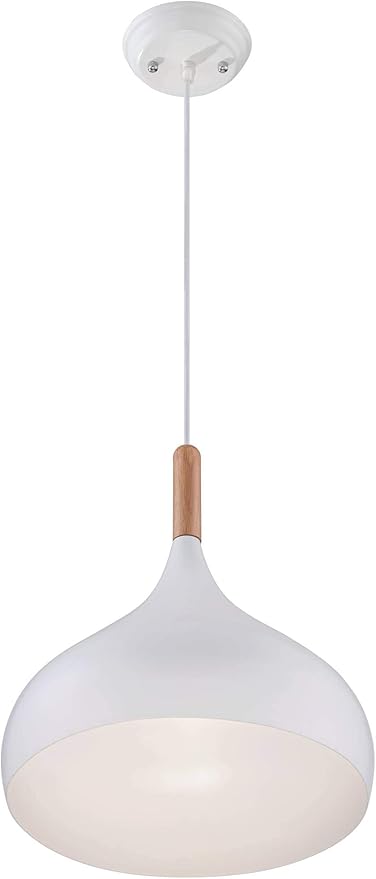 Possini Euro Design Felton White Aluminum Mini Pendant Light 13" Wide Mid Century Modern Round Shade Fixture for Dining Room House Entryway Bedroom Kitchen Island Hallway High Ceilings