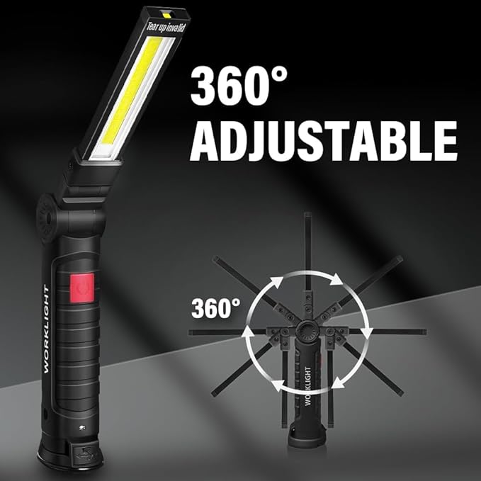 Mechanic Flashlight Rechargeable Work Light, Easter Gifts for Men Boyfriends Him Husband Grill Light Torch Inspection Lamp with Magnetic Base 5 Modes 360° Rotate Household Emergency Repair 4PCS