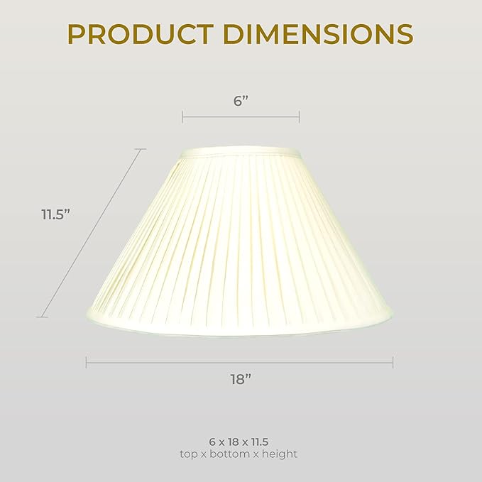 Royal Designs Coolie Empire Side Pleat Basic Lamp Shade, Eggshell, 6" x 18" x 11.5, BS-727-18EG