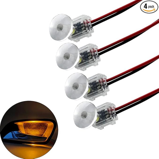 Amber yellow Mini Car Door Bowl decoration Light 12V Auto Interior Atmosphere Welcome Lamp Low Power Colorful LED Strip(4PCS)