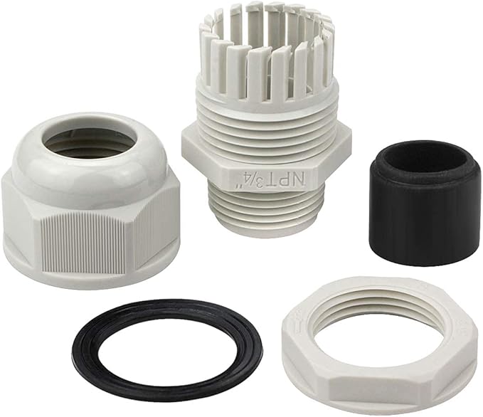 XHF 2 Pcs 3/4" IP68 Strain Relief Nylon Cord Grip Waterproof NPT Cable Glands Adjustable UL Listed and RoHS Compliant (Grey)