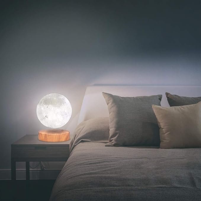 VGAzer Levitating Moon Lamp,Floating and Spinning in Air Freely with 3D Printing LED Moon Light Has 3 Colors for Unique Christmas Gifts,Room Decor (3 Colors)