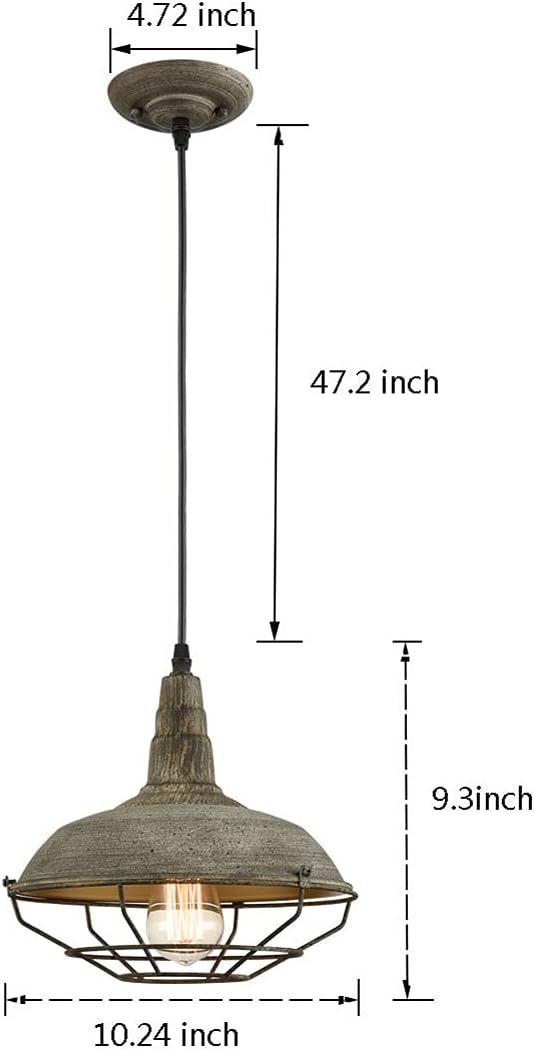 HOLKIRT Farmhouse Barn Pendant Light Dimmable Hanging Ceiling Light Fixture with Cage Stained Finish Mold Color 1-Light for Kitchen Dining Bedroom