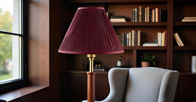 Aspen Creative 33194, Transitional Hardback Empire Mushroom Pleated Rich Red Spider Shade, 6" Top x 16" Bottom x 12" Slant