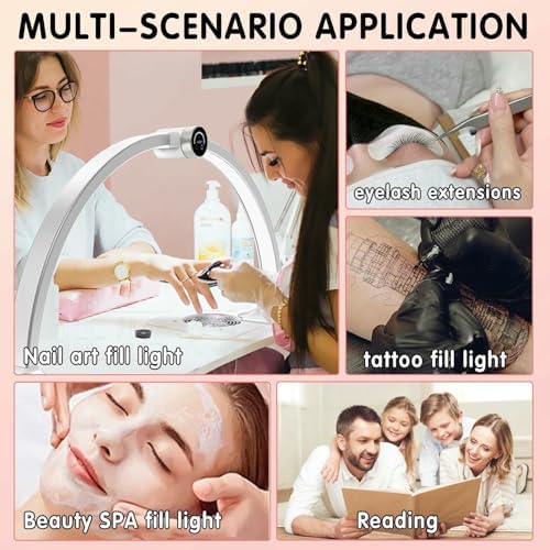 Foldable Half Moon Nail Desk Lamp - 30in Adjustable LED Light for Nail Techs, 3000-6000K Brightness, Smart Display, Perfect for Lash Extensions and Manicure.