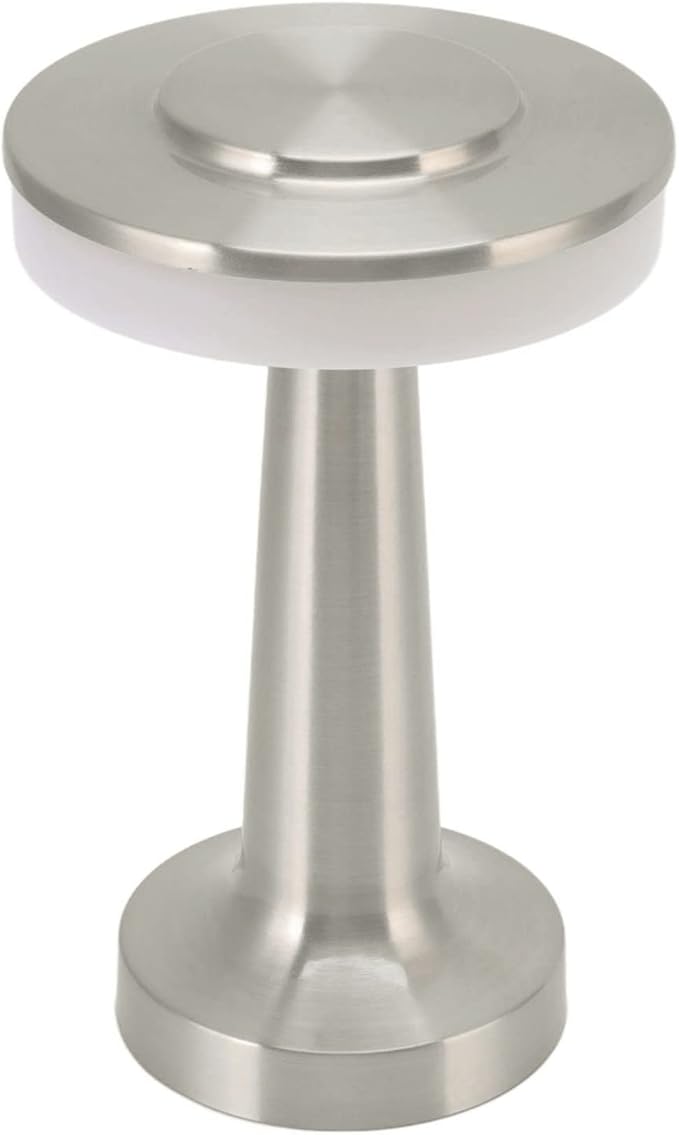 Cordless Table Lamp, Retro Style Touch Control 3 Color Adjustment Metal Paint Appearance LED Table Lamp Electroplating Wire Drawing Process Anti Oxidation Soft Light Portable Night Light(Silver)