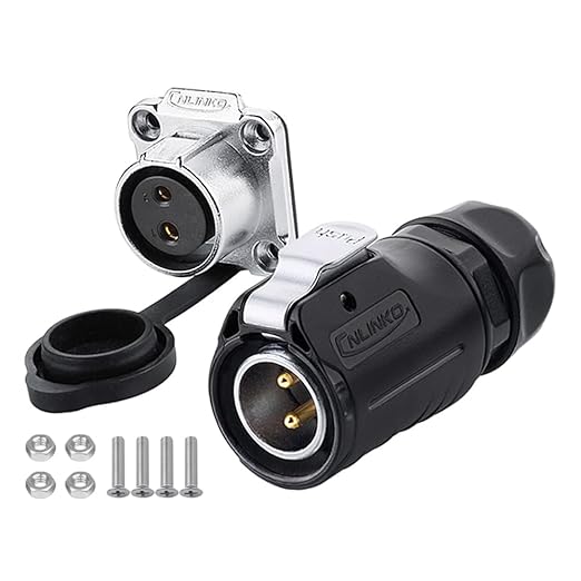 CNLINKO LP20 Series Waterproof Connector, IP68 Fast Locking Connect, 20A 500V 2pin m20 Male and Female LED Outdoor Power Connector (2 pin)