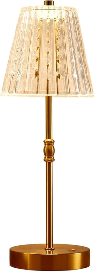Cordless Table Lamp, 5000mAh Rechargeable Battery Operated Portable Lamp, Dimmable+3 Colors LED Touch Control, Vintage Crystal Lamp for Bedroom, Kitchen, Bar, Office