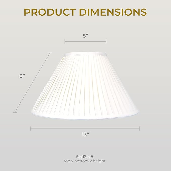 Royal Designs "Coolie Empire Side Pleat Lamp Shade with Washer Fitter, White, 5"" x 13"" x 8""" (BS-727W-13WH)