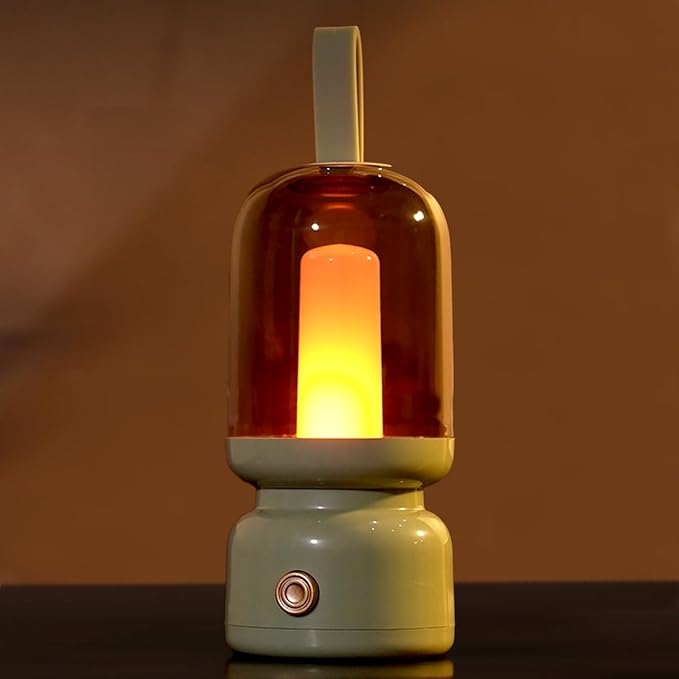 Portable Retro Table Lamp for Outdoor Indoor,LED Sleep Lamp Cute Room Decor Night Light ,Cordless USB Rechargeable Desk Lamp- Small Lantern Lamp for Restaurant/Bedroom/Bar/Coffee Shop/Camping (Green)