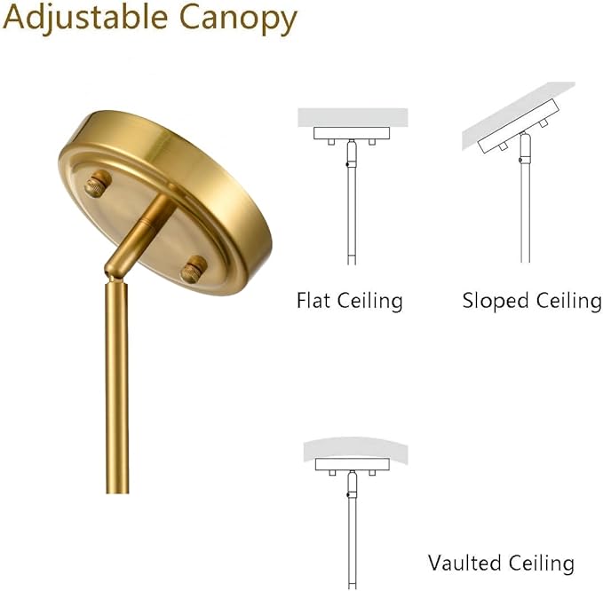 Nautical Gold Pendant Light Fixtures Milk White Glass Schoolhouse Hanging Adjustable Light for Kitchen Bedroom Dining Bathroom