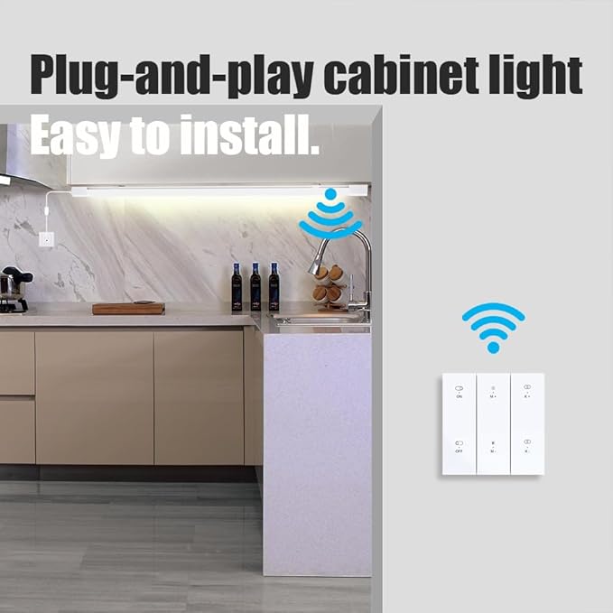 Under Cabinet Lights with Plug. 3000K-6500K Dimming and Color. with Wireless Control Panel and Remote Control.18W 1800LM for Garage, Kitchen, Bathroom, Closet, Office (24 inch)
